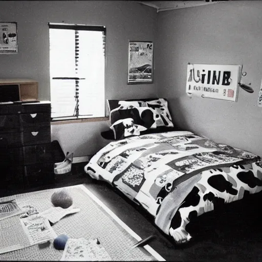 Prompt: a photo of the typical australian, 1 0 year old boy's bedroom in the year 1 9 9 4