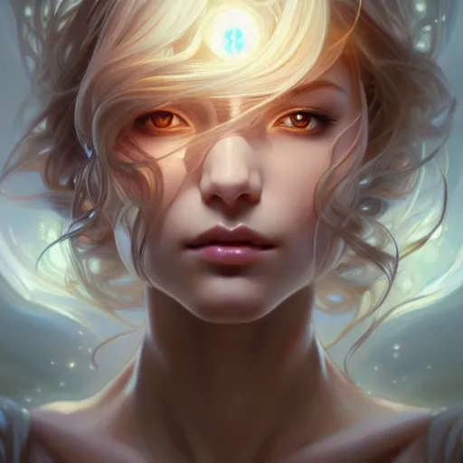 Image similar to beautiful woman, symmetry, portrait, anime!!, fantasy, ultra detailed, elegant, intricate, dynamic lighting, hyperrealism, digital art, digital painting, artstation, wlop, sharp focus, illustration, art by artgerm and greg rutkowski and alphonse mucha, 8 k