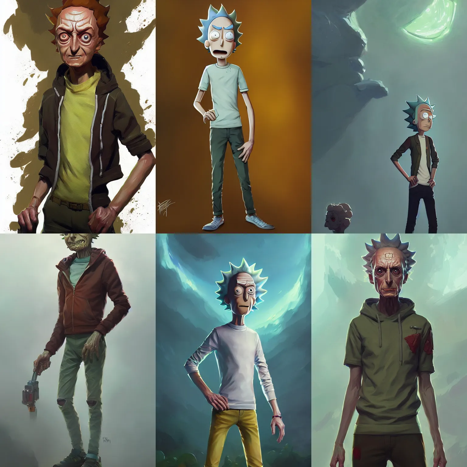 Prompt: A highly detailed full body portrait painting of Morty from Rick and Morty, Greg Rutkowski, trending on artstation