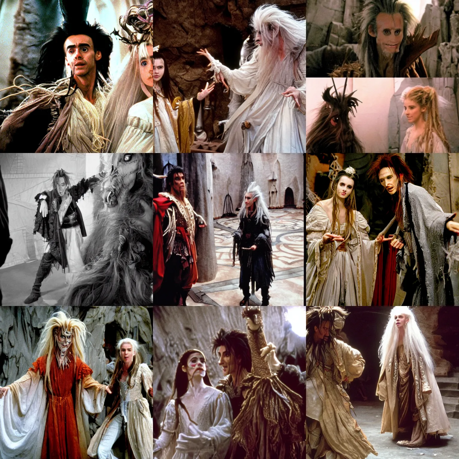 Prompt: behind the scenes photos from the movie Labyrinth