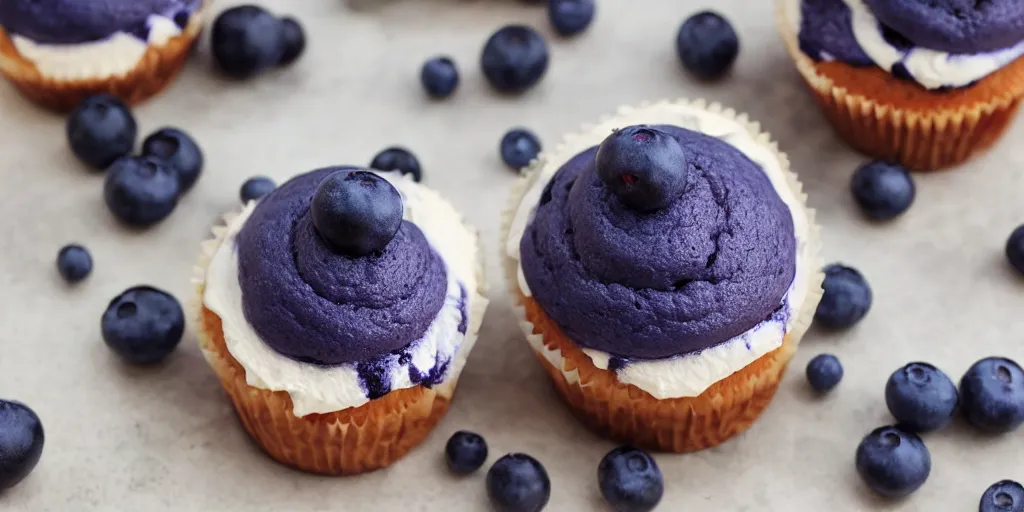 Image similar to a blueberry cupcake made of cardboard