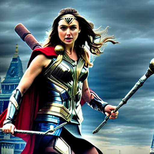 Image similar to Gal Gadot as Thor