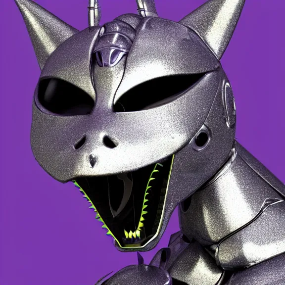 Prompt: high quality close up headshot of a cute beautiful stunning robot anthropomorphic female dragon with metal cat ears, with sleek silver metal armor, purple flesh, glowing OLED visor, facing the camera, high quality maw open and about to eat you, you being dragon food, the open maw being detailed and soft, sharp teeth, soft lulling tongue, highly detailed digital art, furry art, anthro art, sci fi, warframe art, destiny art, high quality, 3D realistic, dragon mawshot, maw art, furry mawshot, macro art, dragon art, Furaffinity, Deviantart