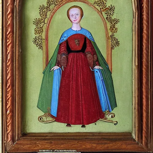 Image similar to portrait of nepoloma, duchess of nenetia. she is 5 5. in russian style. medieval art