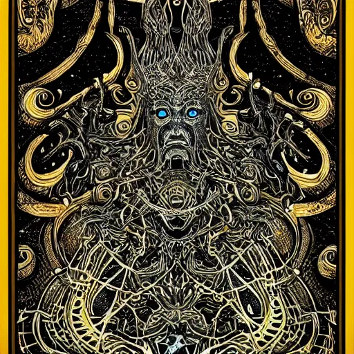 Image similar to the god of entropy, detailed, ornate, intricate, powerful, magic, chaos, ancient magic, deep magic, mysteries of the universe