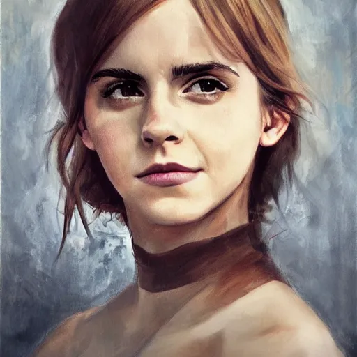 Prompt: Emma Watson, portrait, by wlop