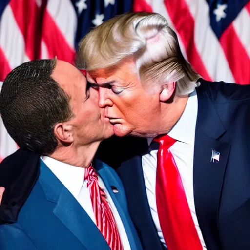 Image similar to photo of donald trump kissing biden on the head