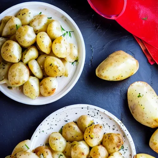 Prompt: a plate of fried pelmeni with a side of fried chopped potatoes