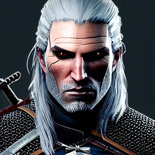 Prompt: geralt the witcher 3 with demon horns, photorealistic, realistic