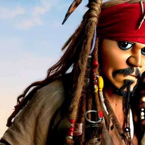 Image similar to A still of Jack Sparrow as a muppet, photo real, photographic, photograph, artstation, trending, award winning, epic lighting, featured