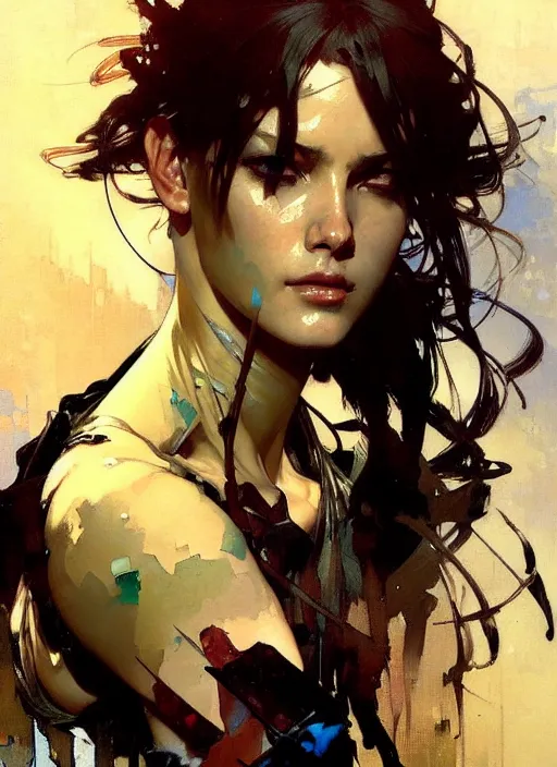 Image similar to beautiful palette knife painting artwork by yoji shinkawa jeremy mann, charlie bowater and magali villeneuve and alphonse mucha, gaston bussiere, craig mullins, j. c. leyendecker, by artgerm