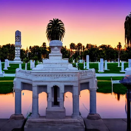 Prompt: 4 k, highly detailed, high quality photograph of hollywood forever cemetery.