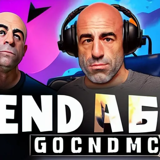 Image similar to joe rogan podcast in fortnite, videogame