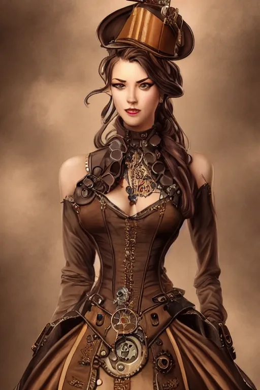 Prompt: full body photo of a gorgeous young woman wearing a steampunk dress in the style of stefan kostic, realistic, sharp focus, 8k high definition, insanely detailed, intricate, elegant, art by stanley lau and artgerm