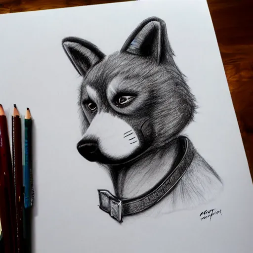 Prompt: furry dog, anthropomorphic, realistic drawing, fursuit, h 7 6 8