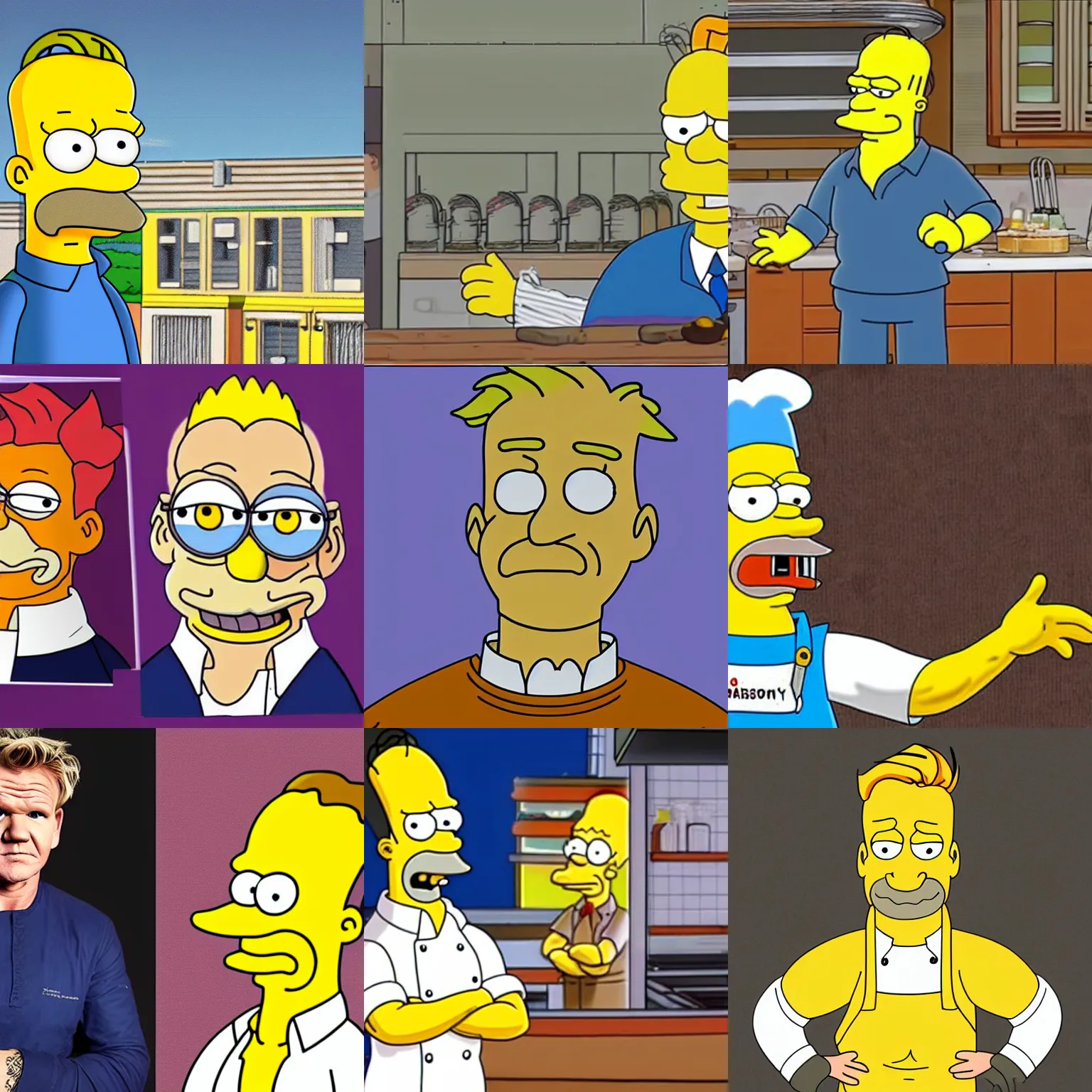 Prompt: gordon ramsay as a character from the simpsons