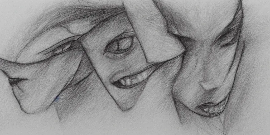 Prompt: Schizophrenia pencil sketch