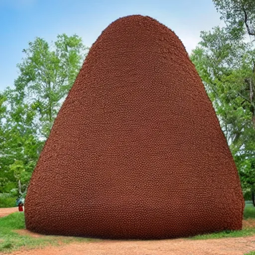 Image similar to a giant anthill in the shape of an old-fashioned schoolhouse