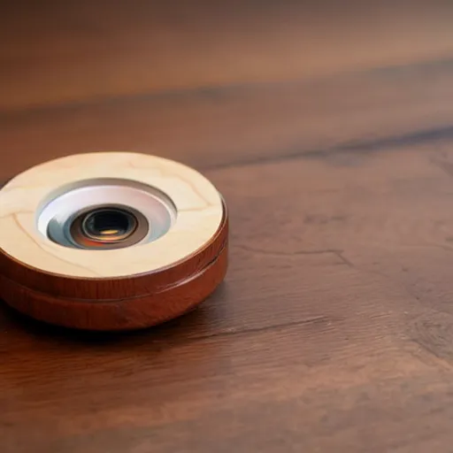 Image similar to camera lens aperture blades made of walnut wood. minimal. dramatic lighting.