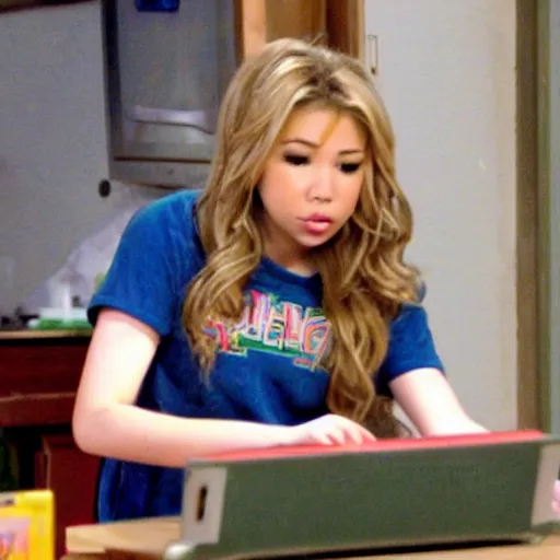 Image similar to sam puckett ordering pizza during icarly