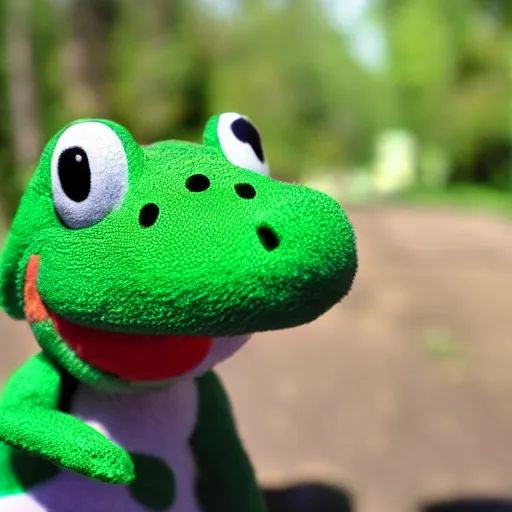 Image similar to a photo of real life yoshi, kodak single use camera photography