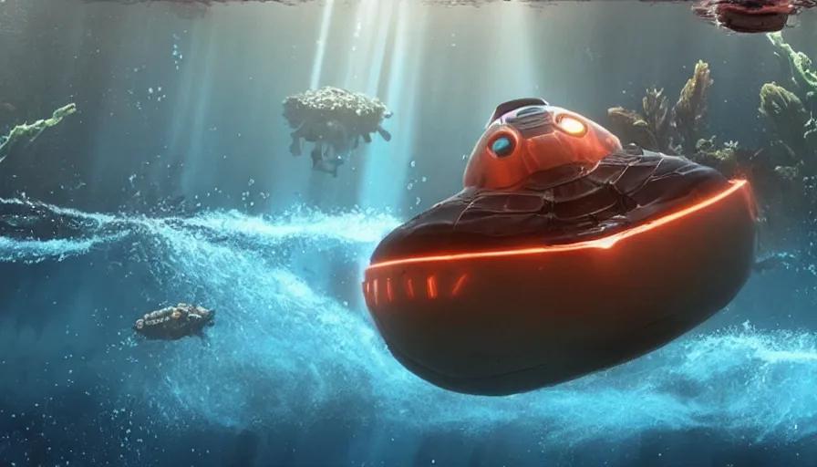 Image similar to film still from the new live - action netflix movie adaptation,'subnautica'