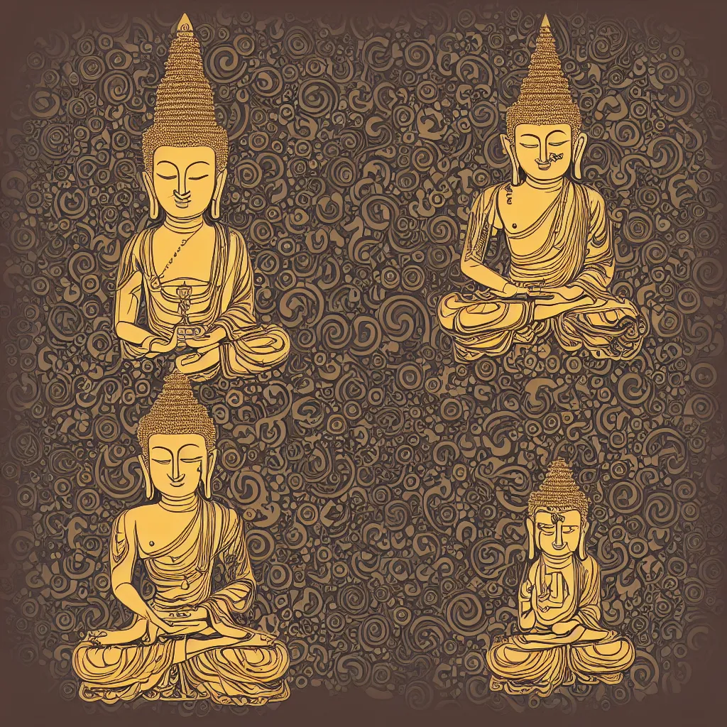 Image similar to contented steampunk buddha, praying meditating, vector art