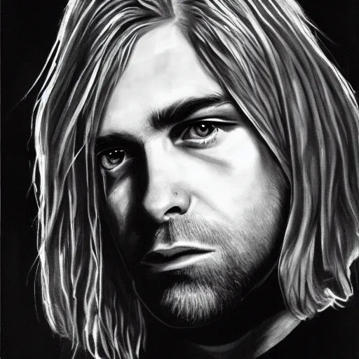 Prompt: Kurt cobain face portrait,