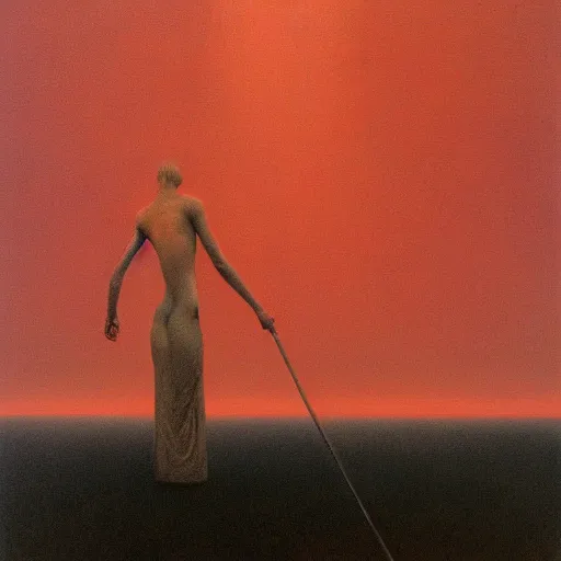 Prompt: The ego separates by Zdzisław Beksiński, oil on canvas