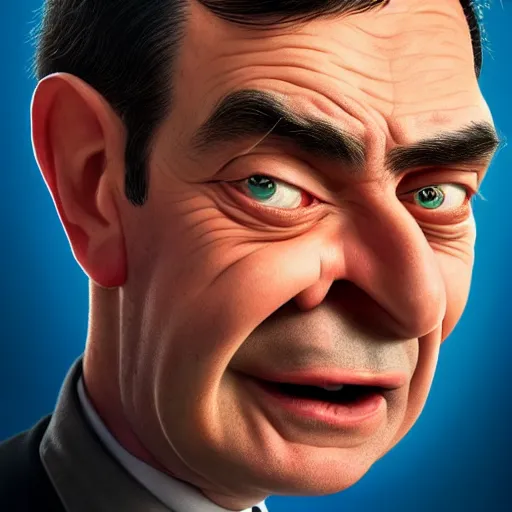 Image similar to mrbean head caricature, artgem, digital painting, fullshot, color painting, hyperrealistic, concept art, oil painting, masterpiece, concept art, trending on deviantart, realistic and detailed face, highly detailed, high quality, 8 k, soft lighting, fancy colors, fantasy, cinematic, high coherence