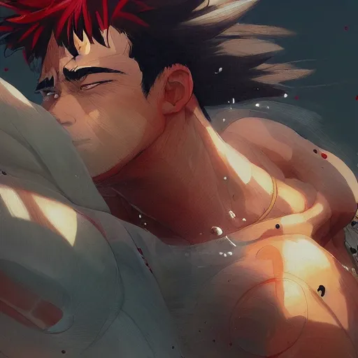 Muscular anime men - AI Photo Generator - starryai