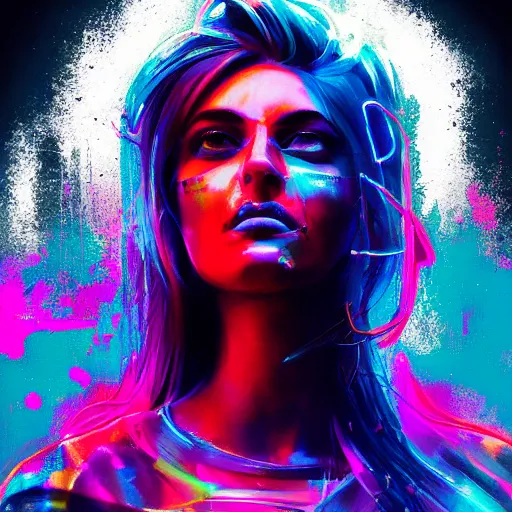 splashes of neon, portrait made out of paint, trending | Stable ...