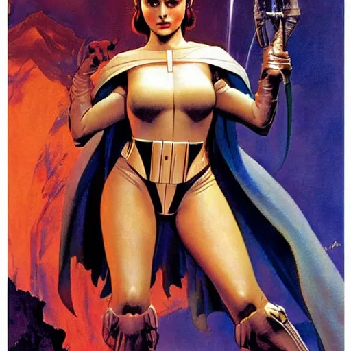 Image similar to padme Amidala by frank Frazetta