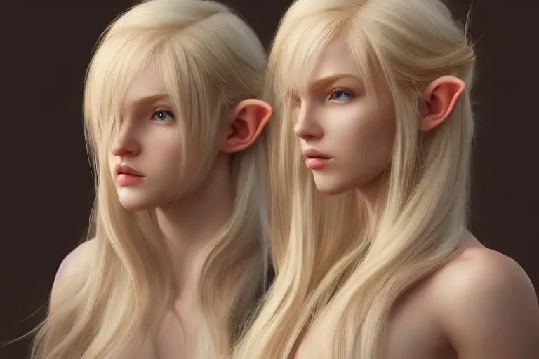 Image similar to beautiful blonde elf with ridiculously long hair, made by Stanley Artgerm Lau, WLOP, Rossdraws, ArtStation, CGSociety, concept art, cgsociety, octane render, trending on artstation, artstationHD, artstationHQ, unreal engine, 4k, 8k,