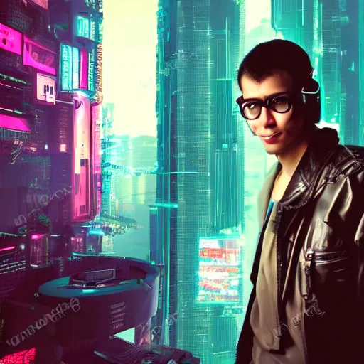 Image similar to cyberpunk foolish portrait of a young dude 2 8 years old, with tornado