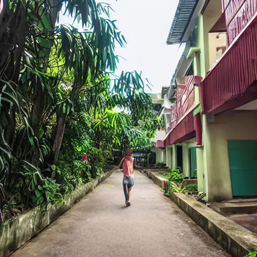 Image similar to walking through an old housing estate in singapore