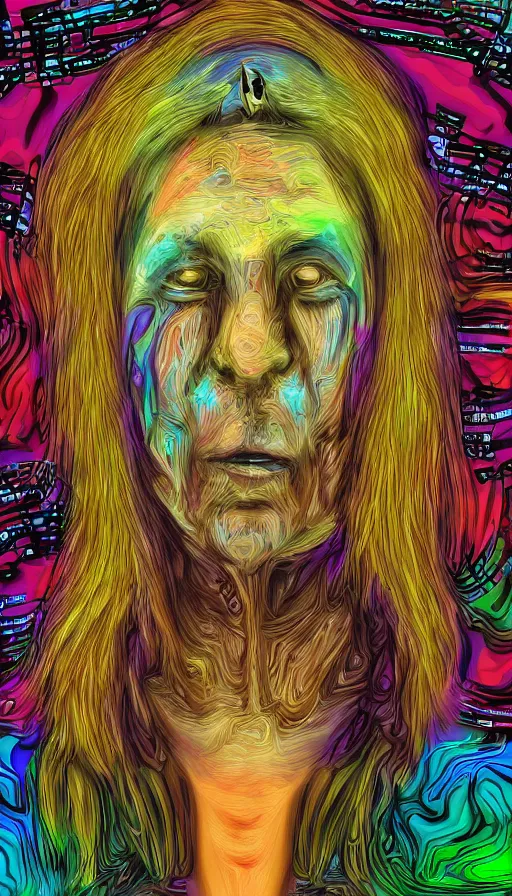 Image similar to portrait of a digital shaman, by schizophrenia patient