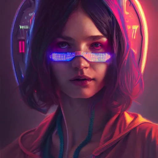 Image similar to a robed cyberpunk girl, neon lit back alley scene, sci - fi character portrait, ultra realistic, intricate, elegant, highly detailed, digital painting, artstaion, smooth, sharp, focus, illustration, art by artgerm and greg rutkowski and alphonse mucha