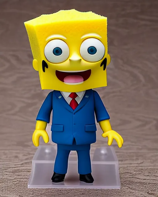 Image similar to nendoroid sponge bob ted cruz, collectible, product photo, realistic shaded, fine detail