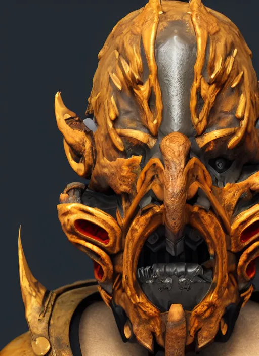 Prompt: 3 d render of a demon cyberpunk mask, au naturel, hyper detailed, digital art, trending in artstation, cinematic lighting, studio quality, smooth render, unreal engine 5 rendered, octane rendered, art style by klimt and nixeu and ian sprigger and wlop and krenz cushart riot arcane overwatch