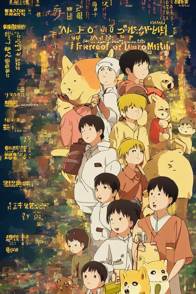 Prompt: a portrait of the movie poster of graveyard of the fireflies with all the characters replaced with shiba inus, in the art style of studio ghibli, miyao hayazaki, artistic 4 k