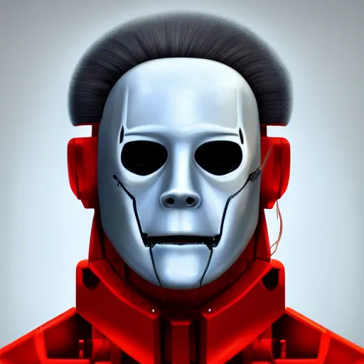 Image similar to A robot version of Michael Myers, hyperdetailed, artstation, cgsociety, 8k