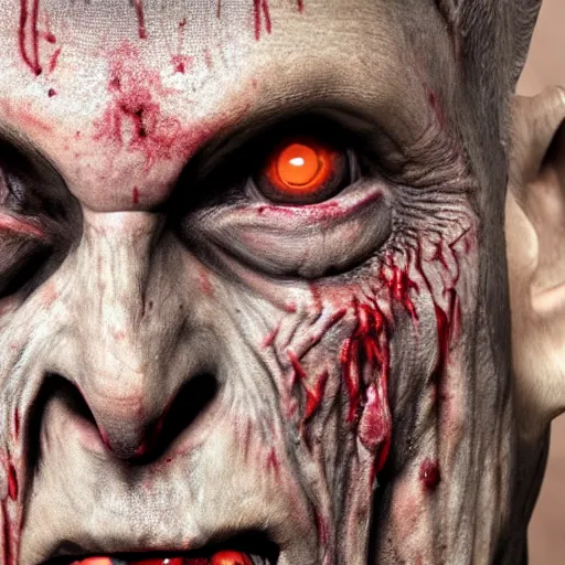 Image similar to zombie face closeup, 8k, realistic, extreme details, detailed, sharp