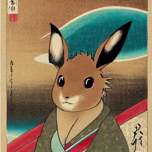 Image similar to Beautiful Ukiyo-e painting of an Eevee