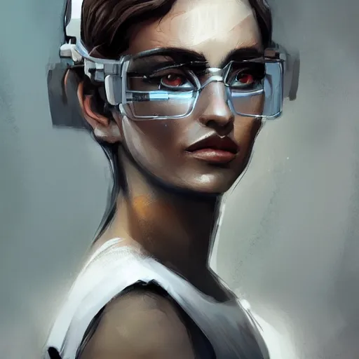 Prompt: concept art of scifi scientist by jama jurabaev, brush stroke, with accesories, trending on artstation, upper half portrait, symmetry, headpiecehigh quality, extremely detailed