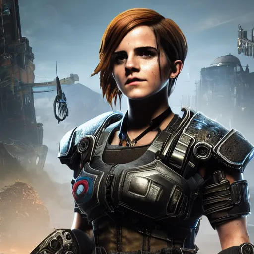 Image similar to emma watson in gears of war, destiny 2, witcher 3, god of war, warframe, cyberpunk 2 0 7 7, overwatch, fortnite, highly detailed, extremely high quality, hd, 4 k, professional photographer, 4 0 mp, lifelike, top - rated, award winning, realistic, detailed lighting, detailed shadows, sharp, edited, corrected, trending