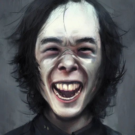 Prompt: portrait of amos yee with a sinister smile, by greg rutkowski