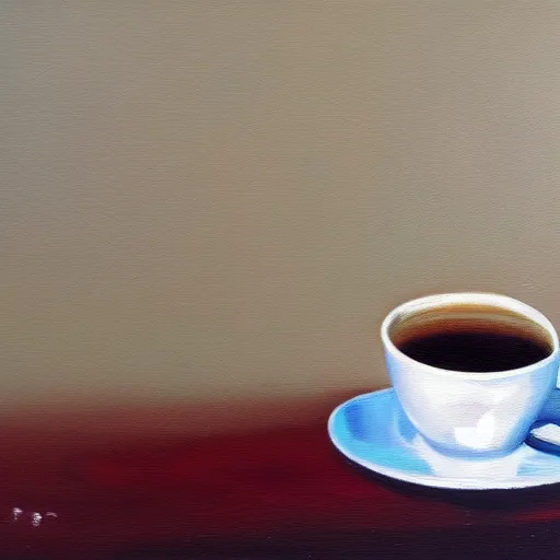 Image similar to oil painting of a plane drinking a coffee