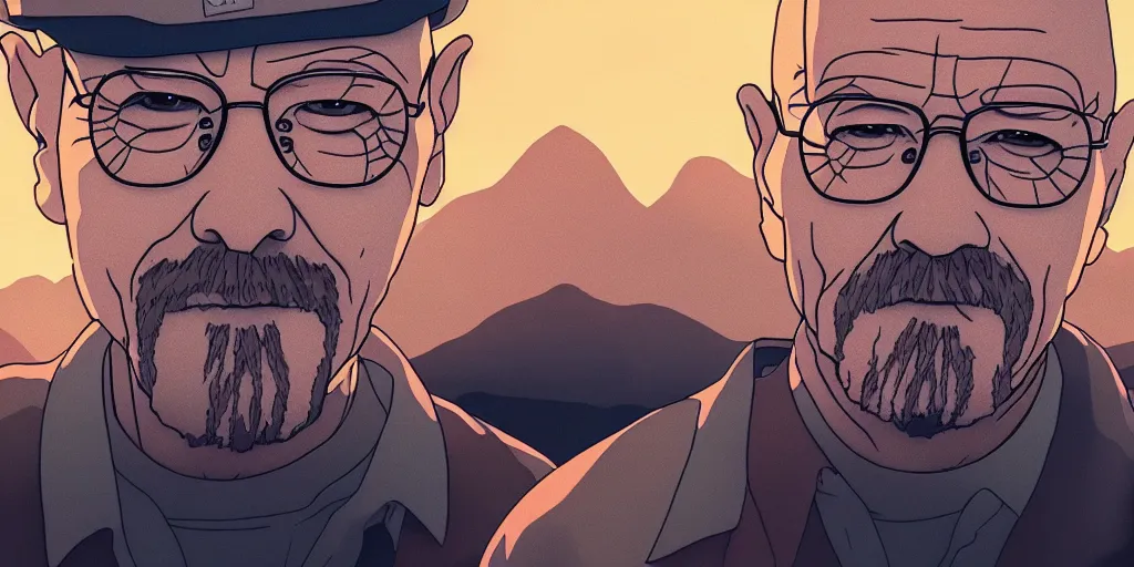 Image similar to breaking bad as a studio ghibli movie, movie still frame, anime art style, studio ghibli, 4 k, 8 k