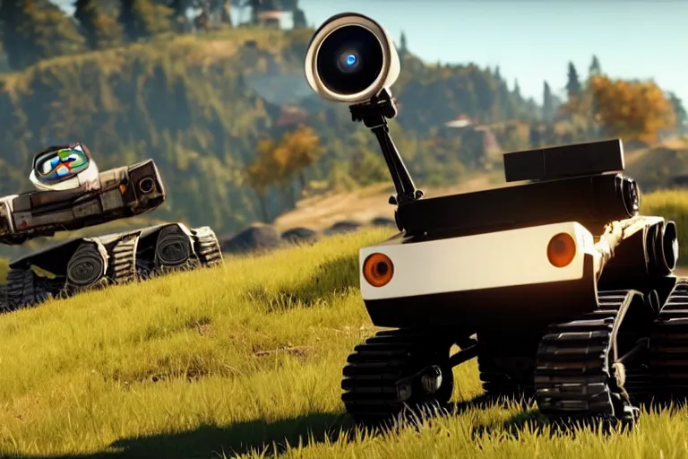 Prompt: wall - e in forza horizon 4, heavy detailed, ultra high definition quality, forza game engine graphics